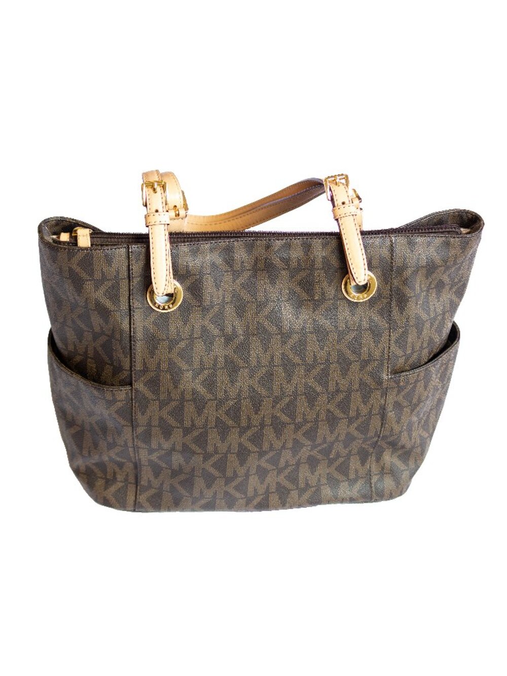 Michael Kors Signature Jet Set Tote Brown Leather